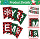 Merry Christmas Banner, Red Green Buffalo Plaid Check Holiday Garland, Rustic Snowflake and Letter Bunting, Fun Wall Mantel Hanging Christmas Decorations for Home, Office, and Xmas Party Supplies