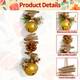 23.6 Inches Christmas Pinecone and Bell Hanging Garland Decoration, Rustic Wood Stick and Pine Leaf Garland with Bells, Holiday Ornament for Door Wall Fireplace, Indoor Outdoor Xmas Decor (Gold)
