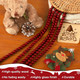 Christmas Wooden Bead Garland 16 Feet, Red Christmas Wood Bead Garland, Red Bead Garland for Christmas Tree Decorations, Christmas Xmas Holiday Favors
