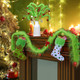 Jutom 6 Feet Whimsical Christmas Garland Decorations Xmas Green Faux Fur Ribbon Trim with Red Green Balls Xmas Tree Winding Garland Furry Stripe Indoor Outdoor for Front Door Fireplace Table Decor
