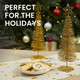 2 Pack Small Gold Christmas Tree Decorations for Table Top Holiday Decor (3 x 10.5 Inches)