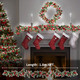 Christmas Garland with Lights Red Berry Pine Cone 6 FT Vines with Cool White Fairy Lights Faux Greenery Hanging Plant Lighted Christmas Garland for Mantle Fireplace Table Wall Door Decoration