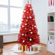 Kadunmina 4ft Artificial Red Christmas Tree Full Real Halloween Xmas Tree Premium Hinged Spruce Red Xmas Tree with 440 Branch Tips Easy to Assemble, Decoration for Indoor and Outdoor