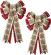 Christmas Wreath Bows - 2 Pack Large Red Black Plaid Burlap Wired Bow for Christmas Wreath, Christmas Party Xmas Tree Ornaments, Presents, Stair, Door, Indoor Outdoor Wall Decorations WG29