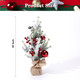 20 Inch Tabletop Christmas Mini Tree, Artificial Snow Flocked Small Christmas Pine Tree with Silver Red Christmas Balls Burlap Base for Home Table Desk Dining Bedroom Christmas Party Decorations