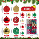 100 Pcs Christmas Ball Ornament Set, Red Green and Gold Shatterproof Christmas Decorations Set Hanging Plastic Xmas Balls for Home, Holiday, Wedding, Xmas Hanging Decortions 100 Pcs Christmas Ball Ornament Set, Red Green and Gold Shatterproof Christmas Decorations Set Hanging Plastic Xmas Balls for Home, Holiday, Wedding, Xmas Hanging Decortions