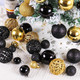 100 Pcs Christmas Ball Ornament Set, Black and Gold Shatterproof Christmas Decorations Set Hanging Plastic Xmas Balls for Home, Holiday, Wedding, Xmas Hanging Decortions