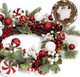 20-Inch Artificial Christmas Wreaths for Front Door Red Green White Winter Decorations with Xmas Baubles Ball Ornaments, Spiral Peppermint, Candy Canes, Holly Berries, Pine Greenery Branches (Candy)