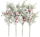 Pack of 4 Artificial Frosted Pine Branches with Red Berries 17" Snowy Christmas Tree Picks Winter Greenery Sprays White Fake Cedar Holly Berry Stems for Vase Fillers Craft Wreath Holiday Décor (Red)