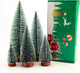 5pcs Mini Christmas Tree, Wooden Base Small Bottle Brush Christmas Tree, Christmas Village Small Christmas Tree, Suitable for Desktop Christmas Decoration, Holiday Party Decoration Crafts