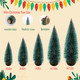 5pcs Mini Christmas Tree, Wooden Base Small Bottle Brush Christmas Tree, Christmas Village Small Christmas Tree, Suitable for Desktop Christmas Decoration, Holiday Party Decoration Crafts