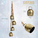 Decorative Bells(2-Piece Set), Tibetan Inspired Meditation Bell, Christmas Decorative Bells with 4 Bells on Jute Hanging Rope, 3" x 2" x 17"