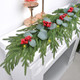 Real Touch Norfolk Pine Garland with Lights, Red Berries and Eucalyptus Leaves, Christmas Garland for Year and Home Decoration, 6FT