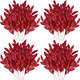 Krissing 60 pcs Christmas Glittered Red Leaves, 13" Artificial Glitter Christmas Tree Branches and Sprays for DIY Wreath Christmas Tree Decorations