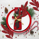 Krissing 60 pcs Christmas Glittered Red Leaves, 13" Artificial Glitter Christmas Tree Branches and Sprays for DIY Wreath Christmas Tree Decorations