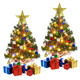 Krissing 2 Pack Mini Christmas Tree, 2FT Artificial Small Christmas Tree with 50 Lights Pine Cone Red Berries Battery Operated Realistic Tabletop Christmas Tree for Indoor DIY Christmas Decorations