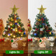 Krissing 2 Pack Mini Christmas Tree, 2FT Artificial Small Christmas Tree with 50 Lights Pine Cone Red Berries Battery Operated Realistic Tabletop Christmas Tree for Indoor DIY Christmas Decorations