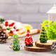 3 Pcs 2 Inch Glass Christmas Tree Miniature Holiday Figurine Christmas Tree Figurines Tabletop Christmas Tree Ornaments Table Centerpiece for Home Office Xmas Decor(Multicolor,Lovely)