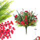 10 Pcs Christmas Flowers Artificial Pine Branches with Red Berry Stems Christmas Tree Picks Floral Arrangements for Xmas Tree Topper Vase Filler Craft Wreath Holiday Party (Red&Green)