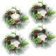 4 PCS Christmas Candle Rings, Red Berry and Pinecone Xmas Wreath Christmas Kitchen Cabinet Wreaths Pillars Table Centerpieces Hanging Garlands for Christmas Front Door Window Chair Wall Decor