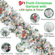 9FT Christmas Garland Decoration, Battery Operated Lighted Prelit Garland with Timers Pine Cones Berries Lush Branches, Snowy Xmas Garland for Mantle, Stairs, Fireplace, Outdoor, Party, Home Decor