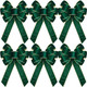 Lenwen 6 Pcs Large Christmas Bows Velvet Christmas Wreath Bows Christmas Tree Topper Bow with Golden Edge Big Xmas Ornament for Wreath Home Front Door Decor (Green,9 x 13 Inch)