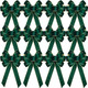 Lenwen 12 Pcs Large Christmas Bows 11 x 19.6 inch Velvet Christmas Wreath Bows Christmas Tree Topper Bow with Golden Edge Big Xmas Ornament for Wreath Home Front Door Decor (Green)