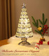 Lewondr Christmas Tree Lamp, 14 Inch Battery Powered Crystal Treetop Lighted Christmas Tree Decorative Light LED Lamp, Handmade Glass Tabletop Christmas Tree Ornament for Home Party , Silver