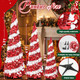 Leyndo 3 Pcs 3, 4, 5 Ft Collapsible Artificial Christmas Tree Pencil Pop up Christmas Tree Tinsel Skinny Red and White Sequined Christmas Tree for Home Fireplace Decoration