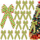 Leyndo 12 Pcs Large Christmas Bow for Wreaths 9'' x 16'' Green Glitter Dot Bows Christmas Tree Bows Xmas Bows Decoration Hanging Ornament for Indoor Outdoor Front Garland Decor(Green)