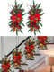 2PCS Christmas Teardrop Swag Christmas Wreaths 18'' Xmas Stairway Swag Wreath Artificial Christmas Swags Decorations for Front Door Indoor Outdoor Wall