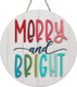 3D Christmas Merry and Bright Ornament Door Hanger Farmhouse Style Christmas Front Door Sign Christmas Decor Wooden Wreath (MERRY&BRIGHT)