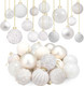 Liliful 24 Pcs Glass Christmas Ball Ornaments Christmas Tree Decoration Hanging Balls Christmas Ornaments for Festival Home Wedding Holiday Party Decor(White,3.15 Inch)