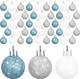 Liliful 72 Pcs Mini Christmas Balls Mini Xmas Ball Tree Hanging Ornaments Glitter Christmas Ball for Christmas Tree Party Wedding Indoor Outdoor Holiday Decoration (White, Silver, Blue,1.18 Inch)