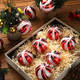 Liliful Red and White Christmas Ornaments for Tree Candy Canes Design Ball Ornaments 2.4 Inches Christmas Hanging Ball Plastic Glitter Ornament Xmas Shatterproof Decoration for Home Garden(10 Pcs)