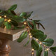 LITBLOOM Faux Magnolia Garland with Lights 6FT Battery Operated with Timer or USB Plug in, Lighted Greenery Garland with 80 Fairy Lights for Home Fireplace Mantle Holiday Decoration Inside