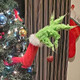 Christmas Elf Body Decorations Elf Arm for Christmas Tree Christmas Thief Stole Furry Green Arm Burlap Pose-able Plush Arm for Tree Tree Topper (Elf Arm)