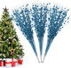 Christmas Artificial Glitter Berry Stem Decorations Decorative Bead Sticks Xmas Picks Glittery Twigs Branches for Christmas Tree Wreath Vase Home Decor Party Ornaments Blue 24 PCS