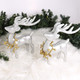 2 pcs Reindeer Christmas Decorations, Silver Christmas Reindeer Figurines with Gold Eucalyptus Garland, Indoor Deer Décor Christmas Table Centerpieces Decorations