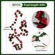 8Pcs 63Ft Red Rose Garland, Fake Flower Garland Rose Vines, Artificial Rose Vine Flowers, Rose Hanging Flowers Garland for Party Wedding, Garden, Room Table, Christmas, Backdrop Wall Arch Decor