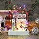 Lulu Home Christmas Tabletop Decoration, Wooden Pre-lit Xmas Candy Cane Lane Ornament with Metal Frame, Battery Operated LED Light Up Holiday Sign for Indoor Mantel Shelf Decor