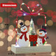 Lulu Home Christmas Tabletop Decoration, Wooden Pre-lit Xmas Snowmen Boxes Ornament with Metal Frame, Battery Operated LED Light Up Holiday Sign for Indoor Mantel Shelf Decor