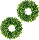 Lvydec 2 Pack Artificial Boxwood Wreath - 11" Mini-Sized Boxwood Wreath Green Candle Wreath for Wall Window Home Decoration