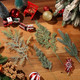 Lyrow 80 Pcs Christmas Artificial Pine 4 Styles Snowy Artificial Pine Branches Faux Leaves Needle Plastic Pine Fake Greenery Pick Greenery Christmas Tree for DIY Christmas Wreaths Home Decoration