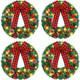 Lyrow 4 Pcs Christmas Wreath 13.8 Inches Prelit Small Xmas Wreaths with Red and Black Bow Christmas Door Wreath with Pine Cones Red Berries for Door Outdoor Holiday Party