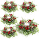 Lyrow 4 Pcs Christmas Candle Rings Wreath Norfolk Pine Garland Red Berry Pinecones Wreaths Artificial Berries Snowy Pine Garland Candle Ring Holder for Christmas Wedding Home Table Centerpiece