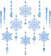 30 Pcs Silver Christmas Ornaments Icicle Ornaments Acrylic Snowflake Ornaments for Christmas Tree Christmas Icicles Crystal Ornaments Chandelier Drop Ornament with Crystal Line for Xmas Decor (Blue)