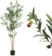 Artificial Olive Tree 6ft Tall with Natural Wood Trunk and Lifelike Fruits,Faux Silk Plant for Home Office Decor Indoor Faux Tree Artificial Olive Tree 6ft Tall with Natural Wood Trunk and Lifelike Fruits,Faux Silk Plant for Home Office Decor Indoor Faux Tree
