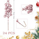 24 Pack Glitter Pink Berry Stems,7.5 Inch Christmas Sparking Red Faux Winter Berry Sprigs,Artificial Red Berries Branches for Christmas Tree Garland Wreath Crafts Season Winter Home Decor