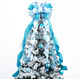 MEEDEE Blue Christmas Tree Topper 12" Wide Glitter Christmas Bows Snowflake Ribbon Bow Blue Tree Topper Blue Bows for Christmas Tree Decorations (1 Pack)